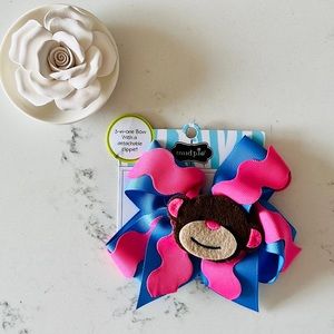 Mud Pie Safari Monkey girl’s pin hair bow